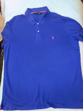 2 Ralph Lauren Men’s Classic Polo Shirts - Royal Blue with Purple